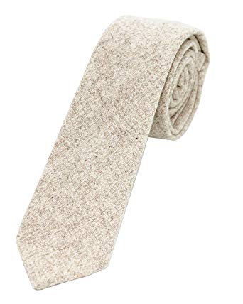 JEMYGINS 2.4" Cotton Necktie Solid Mens Cashmere Wool Skinny Tie
