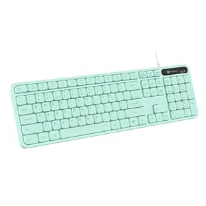 Portronics Ki-Pad 3 USB Wired Keyboard with Large Keycaps, Noise-Free Typing, Fn Multimedia Hotkeys, Full-Size Layout with Num Pad, Ergonomic Design, 1.5m USB Cable, for Laptop, PC, Mac (Green)