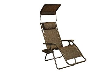 Bliss Gravity Free Folding Recliner with Sun Shade and Drink Tray
