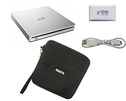 Pioneer BDR-XS06 Slim Portable Blu-Ray Writer USB 3.0 BD/DVD/CD 6x External Slot Burner (Silver) for MAC - Bonus Protective Carrying Case & Microfiber Disc Cleaning Cloth