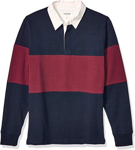 Amazon Brand - Goodthreads Men's Long-Sleeve Striped Rugby