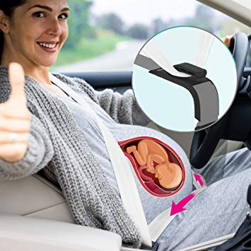 Pregnancy Car Seat Belt Adjuster - Safety Maternity Bump Belt for Pregnant Women - Durable Bump & Belly Protector for Unborn Baby (Black)
