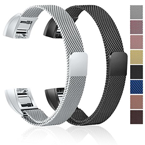 For Fitbit Alta HR and Alta Bands, Maledan Stainless Steel Milanese Loop Metal Replacement Accessories Bracelet Strap with Unique Magnet Lock for Fitbit Alta HR and Alta