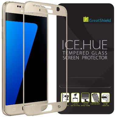 Galaxy S7 Screen Protector, GreatShield ICE.HUE Ultra Clear HD [3D Full Coverage | Tempered Glass] 0.20mm Oleophobic Coating Screen Protector for Samsung Galaxy S7 (Gold)