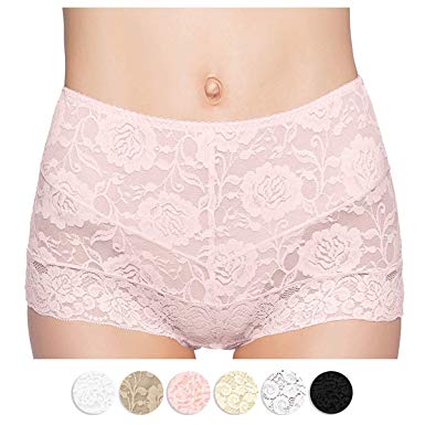 Eve's temptation Lily Women's High Waist Lace Seamless Slimming Panties Underwear Full Coverage