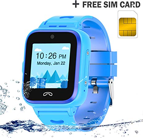 UOTO Kids Smartwatch 4G Phone Come with SIM Card, Anti-Lost LBS/GPS Tracker Waterproof for Children with Remote monitoring/FaceTalk/2-way Call/SOS, Girls Boys Toys Age 4-12(Blue)