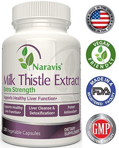 Naravis Milk Thistle Extract - 2000mg - 120 Veggie Capsules - Extra Strength 4X Concentrated Extract - 4:1 Silymarin Extract for Liver Support, Cleanse, Detox & Health - Non-GMO