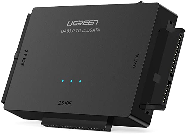 UGREEN USB 3.0 zu IDE Docking Station SATA auf USB 3 Konverter mit Netzschalter 2,5'' und 3,5'' SATA HDD und IDE HDD Adapter unterstützt CD/DVD Laufwerke Festplatten Lesegerät für extern SSD/HDD