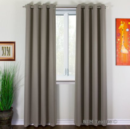 NIM Textile Grommet Curtains Thermal Insulated Blackout Drapes, 110"W x 84"L, 2-Panels Set, Taupe, Sofiter Collection