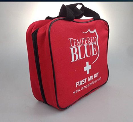 First Aid Kit - Medical Kit - 115 Pieces With Bag and Supplies for First Aid Care From Tempered Blue Offers Preparedness for Emergency Injury Trauma and Disaster in a Family Size Friendly Nylon Bag - Be Prepared Now!
