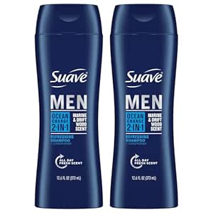 Suave Men Shampoo and Conditioner 2 in 1 Ocean Charge – Vitamin & Moisture-Rich Mens Shampoo and Conditioner Set in One Recyclable Bottle, Fresh, Clean Scent, 12.6 Oz Ea (Pack of 2)