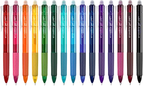 Vanstek 15 Colors Retractable Erasable Gel Pens Clicker, Fine Point(0.7), Make Mistakes Disappear, Premium Comfort Grip for Writing Drawing Planner and School Supplies