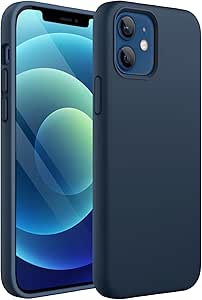 JETech Silicone Case for iPhone 12/12 Pro 6.1-Inch, Silky-Soft Touch Full-Body Protective Phone Case, Shockproof Cover with Microfiber Lining (Navy)