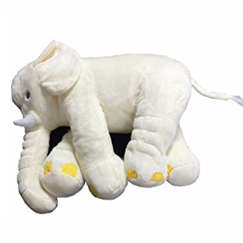 KiKi Monkey Elephant Stuffed Plush toy Pillow Cushion Cute Animals pillow Baby Pillow Cushion for Children's Gifts 40cm37cm25cm (cream)