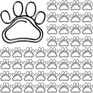 50 Pcs Paw Paper Clips Mini Cute Dog Shape Paper Clips Dog Lover Gifts Cat Paw Paper Clips Fun Paperclips Animal Bookmark for Work School Kids Students Teachers Office Supplies (Black)