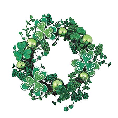 Fun Express - Decorative Shamrock Wreath for St. Patrick's Day - Home Decor - Decorative Accessories - Wall Decor - St. Patrick's Day - 1 Piece