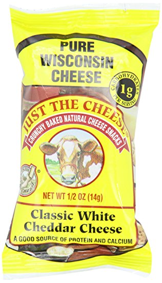 Just the Cheese Mini Round Snacks, Classic White Cheddar, 0.5-Ounce Bags (Pack of 16)