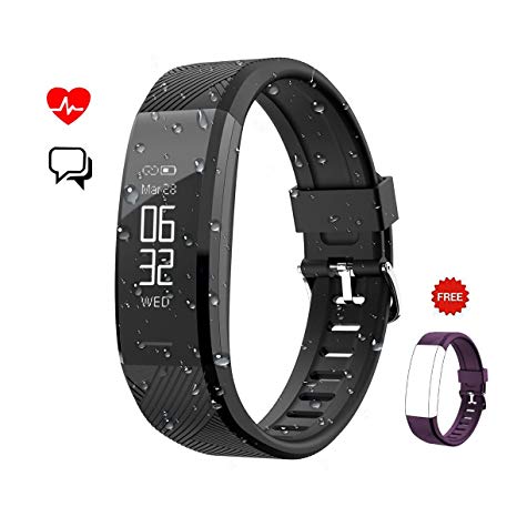 Fitness Tracker,Leelbox Smart Watch Band Activity Tracker Bracelet Waterproof Bluetooth Smartwatch Wristband with Heart Rate Monitor Pedometer Sleep Monitor Step Calorie Counter for iPhone and Android Smart Phones