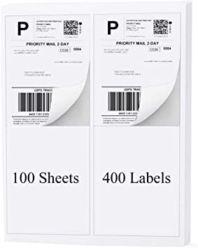 Immuson 4 x 5 Shipping Labels - Pack of 400 Labels, 100 Sheets - Inkjet/Laser Printer - Online Labels