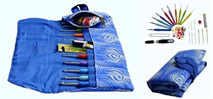 EXCELLENT CROCHET HOOK KIT w/ our 10 VERY POPULAR Hooks Sizes w/ Ergonomic Handles for EXCEPTIONAL COMFORT, ULTRA PREMIUM & MOST LOVED FABRIC Needle Case Organizer w/ Zipped Pocket ALL YOU NEED-IN-ONE
