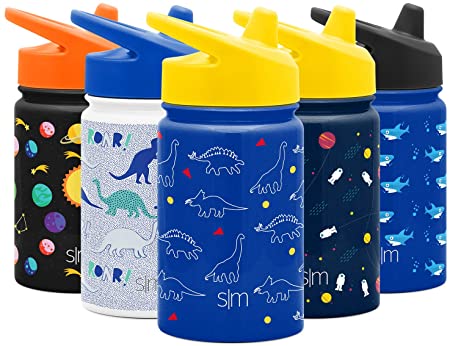 Simple Modern Kids Summit Sippy Cup Thermos 10oz - Stainless Steel Toddler Water Bottle Vacuum Insulated Girls and Boys Hydro Travel Cup Flask Dinosaurs Purple