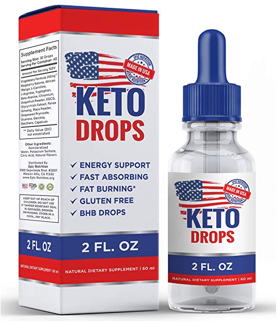 Keto Liquid Drops - Carb-Free Sublingual Ketones - Supporst Ketosis Diet, Promotes Increased Energy Levels with Exogenous Ketones - 2 FL OZ
