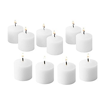 10 Hour Burn Time Unscented Votive Candles (White, Set of 72)