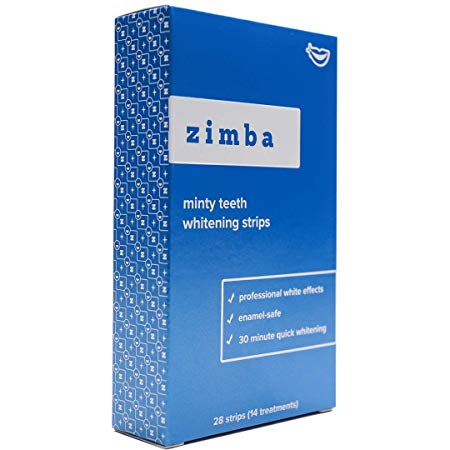 Zimba Professional TEETH WHITENING STRIPS - 28 Strips, 14 Treatments - With Natural Mint Oil - Enamel-Safe, Reduced Sensitivity, Advanced Formula - Non-Slip, Premium Grip Technology (Mint)