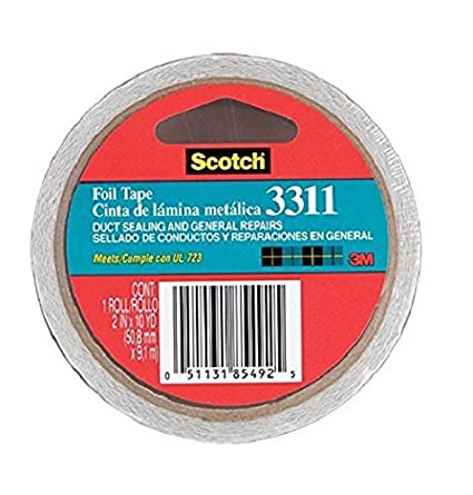 Scotch Aluminum Foil Tape 3311 Silver, 2 in x 10 yd 3.6 mil (Pack of 1)