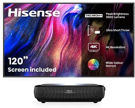 Hisense 120 L9G - 120" 4K Trichroma Home Theatre Laser TV Bundle Ultra HD HDR Smart DLP Technology Short-Throw Laser TV Projector with Screen