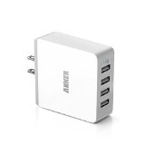 Anker 36W 4-Port USB Wall Charger Travel Adapter with PowerIQ Technology for iPhone iPad Samsung Galaxy Nexus HTC Motorola LG and More White