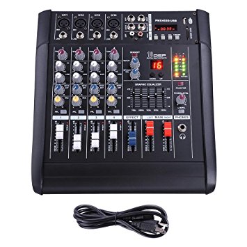 AW 4 Channel 2000 Watt Professional Powered Mixer w/ USB Slot Power Mixing 11x13x5" 110V