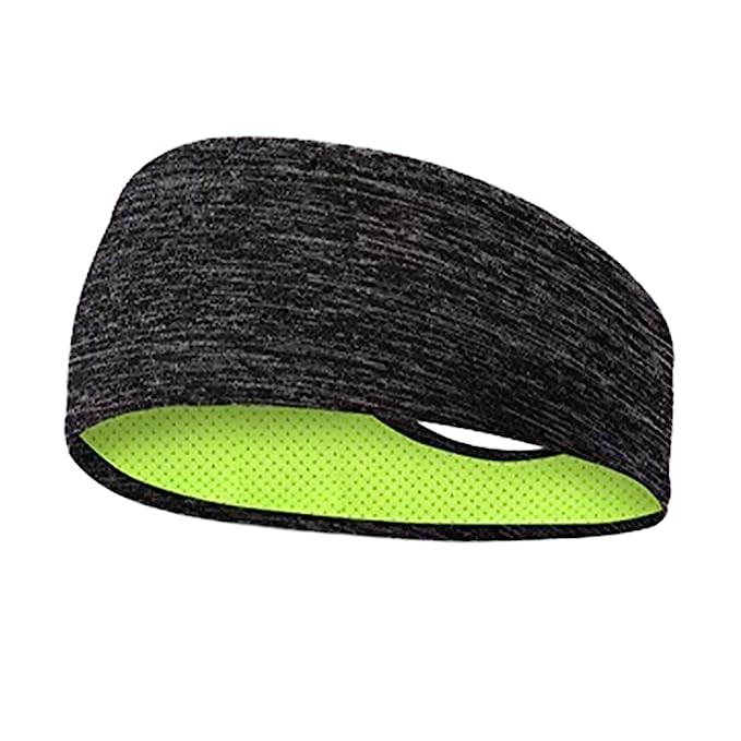 Skudgear Great Quick Dry Headband Workout Lycra Sweatband for Men & Women (Grey x Black, One Size, 1pc) | Gym Equipment | Running, Yoga, Cycling, Tennis, Cricket, Badminton| Sports Unisex Hair Band