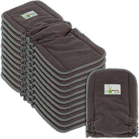 Naturally Natures Cloth Diaper Inserts 5 Layer - Insert - Charcoal Bamboo Reusable Diaper Liners with Gussets (Pack of 12)