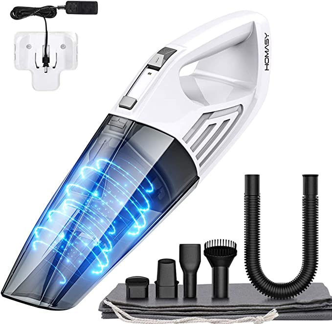 Holife (Upgraded Suction Handheld Vacuum,Cordless Vacuum Cleaner,Portable Hoover Wet & Dry Handheld Car Vacuum,Rechargeable 2200mAh Lithium Battery, for Car, Home, Pet and Office (White)