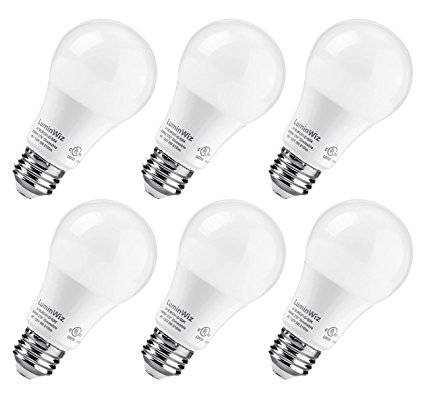 A19 LED Bulb, LuminWiz 9W 5000K 700lm UL-Listed Dimmable LED Light Bulbs 60W Equivalent,E26 Base,Energy Star,Crystal White,6-Pack