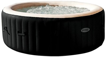 Intex PureSpa Jet & Bubble Deluxe Portable Hot Tub, Round, 77", Onyx Black