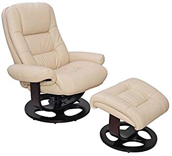 Barcalounger Jacque II Leather Recliner & Ottoman - ivory