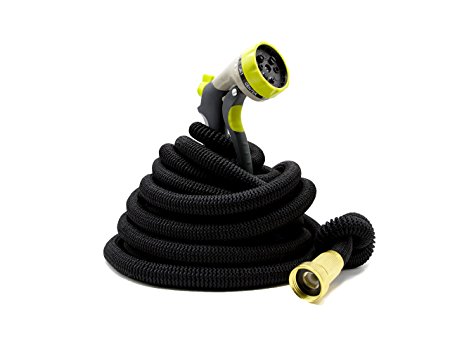 Expandable Garden Hose - Magic Expanding Hose with Brass Fittings - Comes with High Pressure Nozzle (50 Foot)