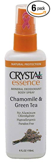 Crystal Deodorant Essence Spray 4oz Chamomile/Green Tea (6 Pack)