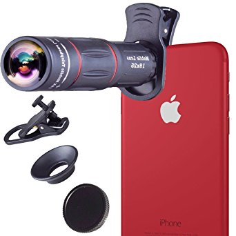 Skyfall 18X Zoom iPhone Lens I Camera Lens Optical Manual I Telescope Lens with Clamp Clip-on for iPhone 8 plus/8/7 Plus/ 7/ iPhone 6s Plus/ 6s/ 6 Plus/ 6/ 5s/ 5 and other smartphones