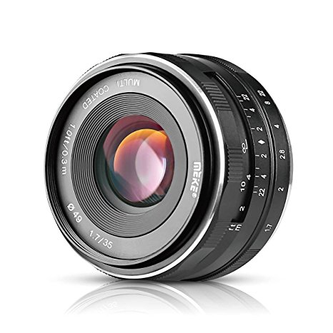 Meike MK-E-35-1.7 35mm F1.7 Large Aperture Manual Prime Fixed Lens APS-C for Sony E-Mount Digital Mirrorless Cameras NEX 3 NEX 3N NEX 5 NEX 5T NEX 5R NEX 6 7 A5000, A5100, A6000, A6100,A6300 A6500 A9