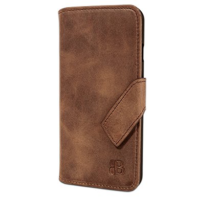 Apple iPhone 6 iPhone 6S Burkley Case Premium Genuine Handmade Leather Wallet Folio Case with Credit Card Slots for Apple iPhone 6 and iPhone 6S (Antique Camel)