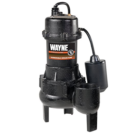 WAYNE RPP50 Cast Iron Sewage Pump With Piggy Back Tether Float Switch