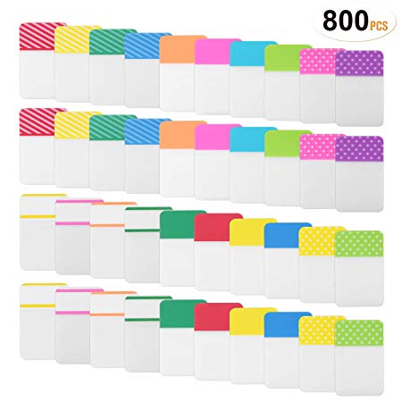 ExcelFu 800 Pieces Index Tabs Sticky Writable Flags for File Folder, Paper, Books