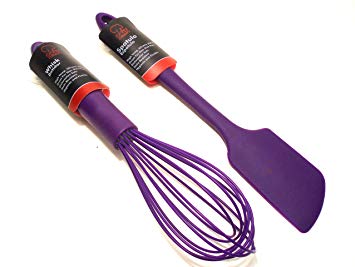Premium Silicone Wire Whisk & Spatula Set (Purple)