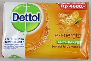 Dettol Anti-Bacterial Bar Soap, Re-Energize, 110 Gr / 3.9 Oz (Pack of 12)
