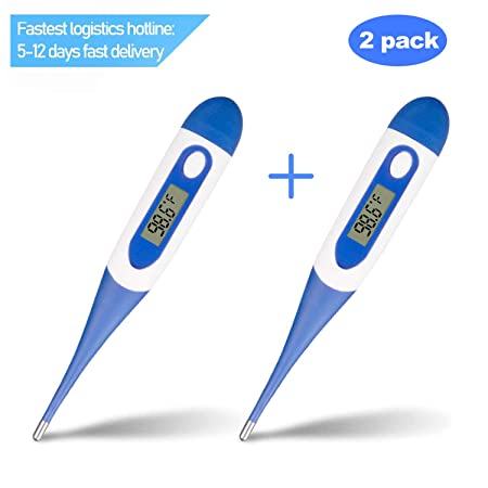 Digital Thermometer, High Precision Armpit and Oral Thermometers, Accurate Readings Thermometer for Baby, Child and Adults (Blue 2pcs)