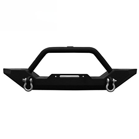 Black Textured Front Bumper Rock Crawler W/inch For 1987-2006 Jeep Wrangler TJ / YJ (Use Factory Bolts)