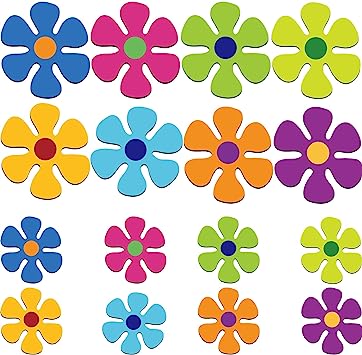 Car Flower Magnet Funny Magnetic Decals Decorations Cute Fridge Magnets 60s Flower Cutout Magnet for Car Home Door Whiteboard Refrigerator (16 Pieces,3.9 x 3.9 Inch, 2.2 x 2.2 Inch)